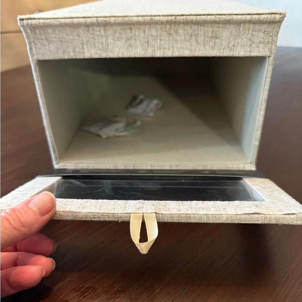 Drop-front linen shoe box - The Container Store